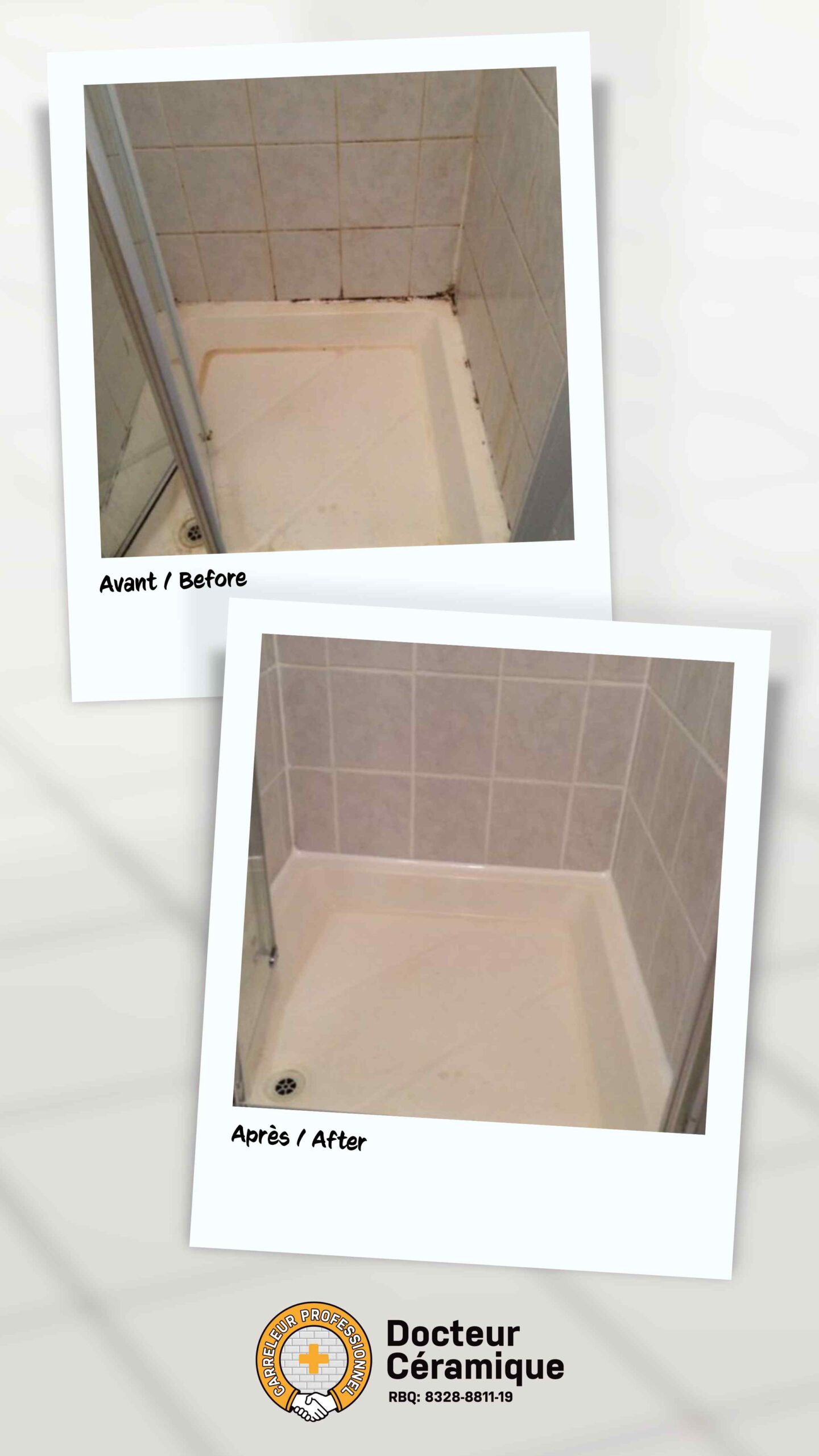 Réparation de base de douche en acrylique